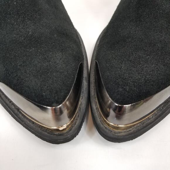 Jeffrey Campbell Optimum Black Gray Suede Ankle Boots Booties Size 9 - Picture 4 of 9